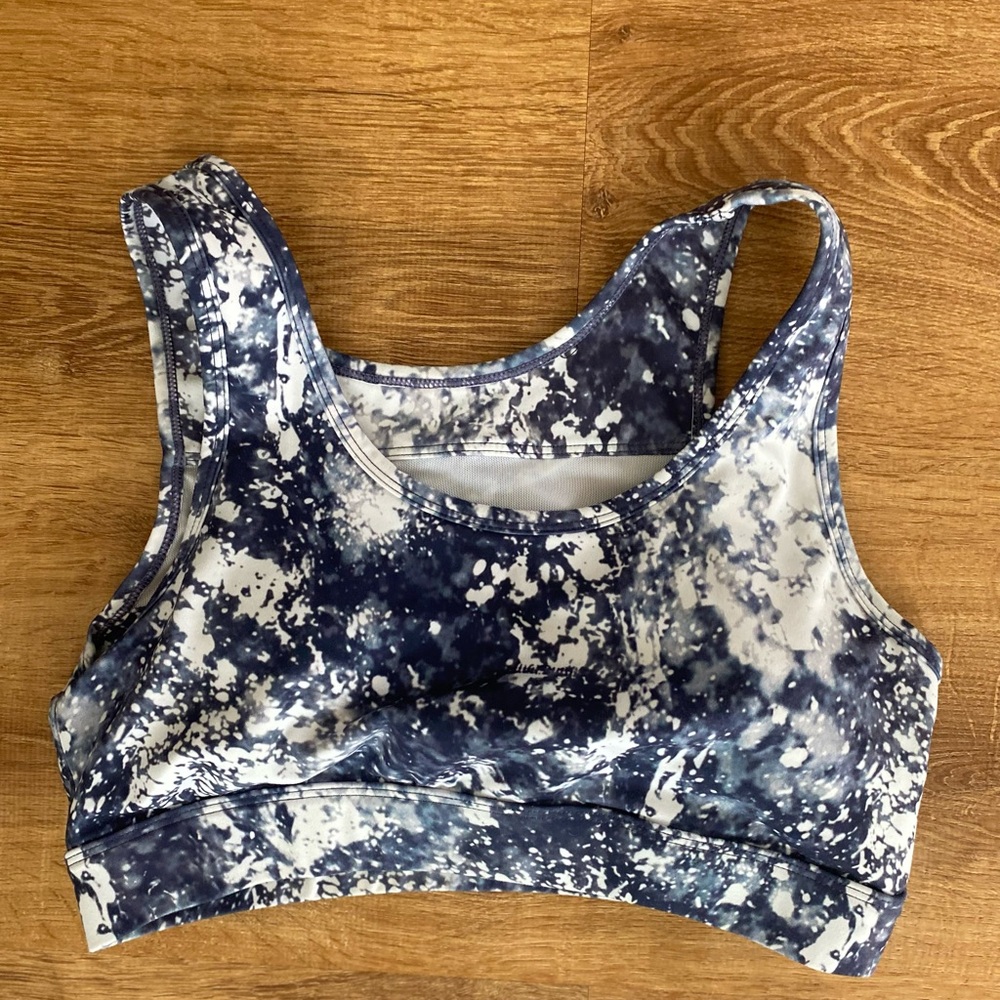 Til You Collapse Navy and White Sports Bra
